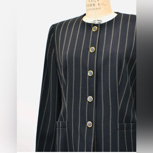 Vintage Escada Margaretha Ley Pin stripes virgin Wool Jacket blazer only 36 - Picture 4 of 11